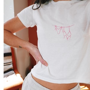 Bikini YTK Baby Tee, Bikini Tshirt, Shirt for Summer, 100% Cotton Tshirt, Trendy Girl Shirt, Crop Top, Pink Bikini