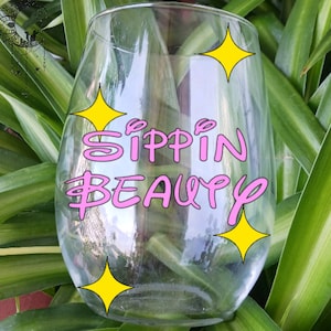 Sippin Beauty Stemless Wine Glass, Disney Wine Glass, Disney Inspired Wine Glass, Sleeping Beauty Wine Glass, Princess Aurora Wine Glass