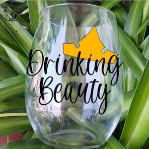Drinking Beauty Stemless Wine Glass, Disney Wine Glass, Disney Inspired Wine Glass, Sleeping Beauty Wine Glass, Aurora Wine Glass
