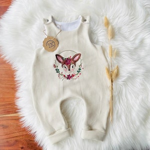 Romper waffle jersey baby girl deer & flowers autumn