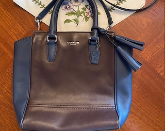 Vintage Coach Navy and Brown Crossbody Handbag/Purse (Legacy??)