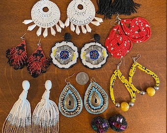 Vintage Glass Beaded and Beaded Earrings