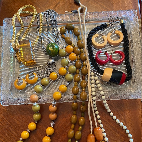 Vintage Bakelite Necklaces, Earrings and Beads
