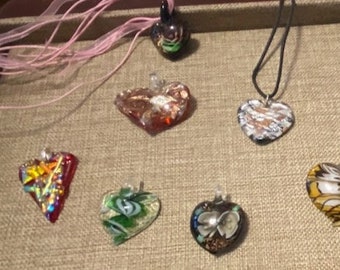 Valentine Heart Art Glass Pendants