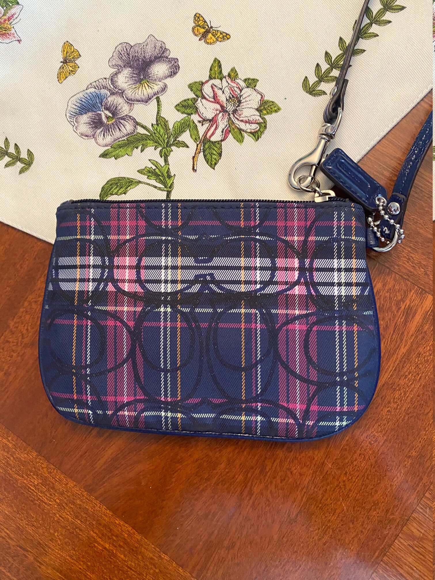 Coach Plaid Wristlet