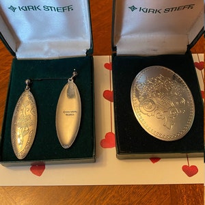 Vintage Kirk Stieff Pewter Brooch and Earrings