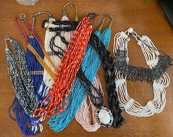 Vintage Glass Bead and Beaded Necklaces