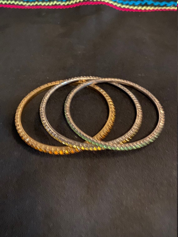 Three Vintage Rhinestone Bangle Bracelets