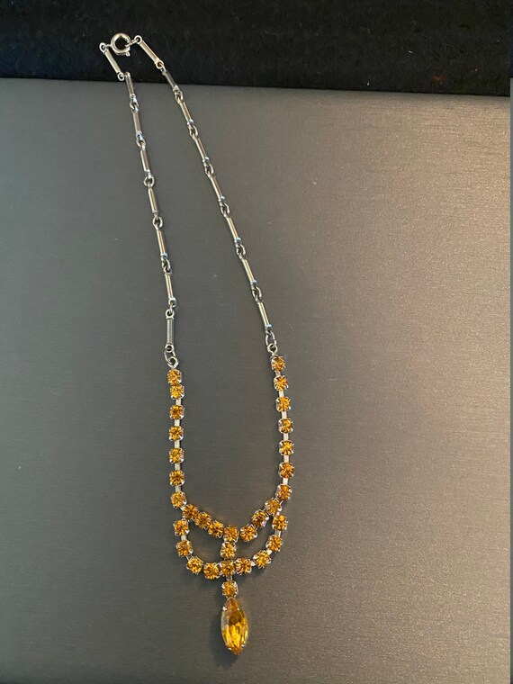 Amber Rhinestone Marquis Necklace with 2 Sets of … - image 7