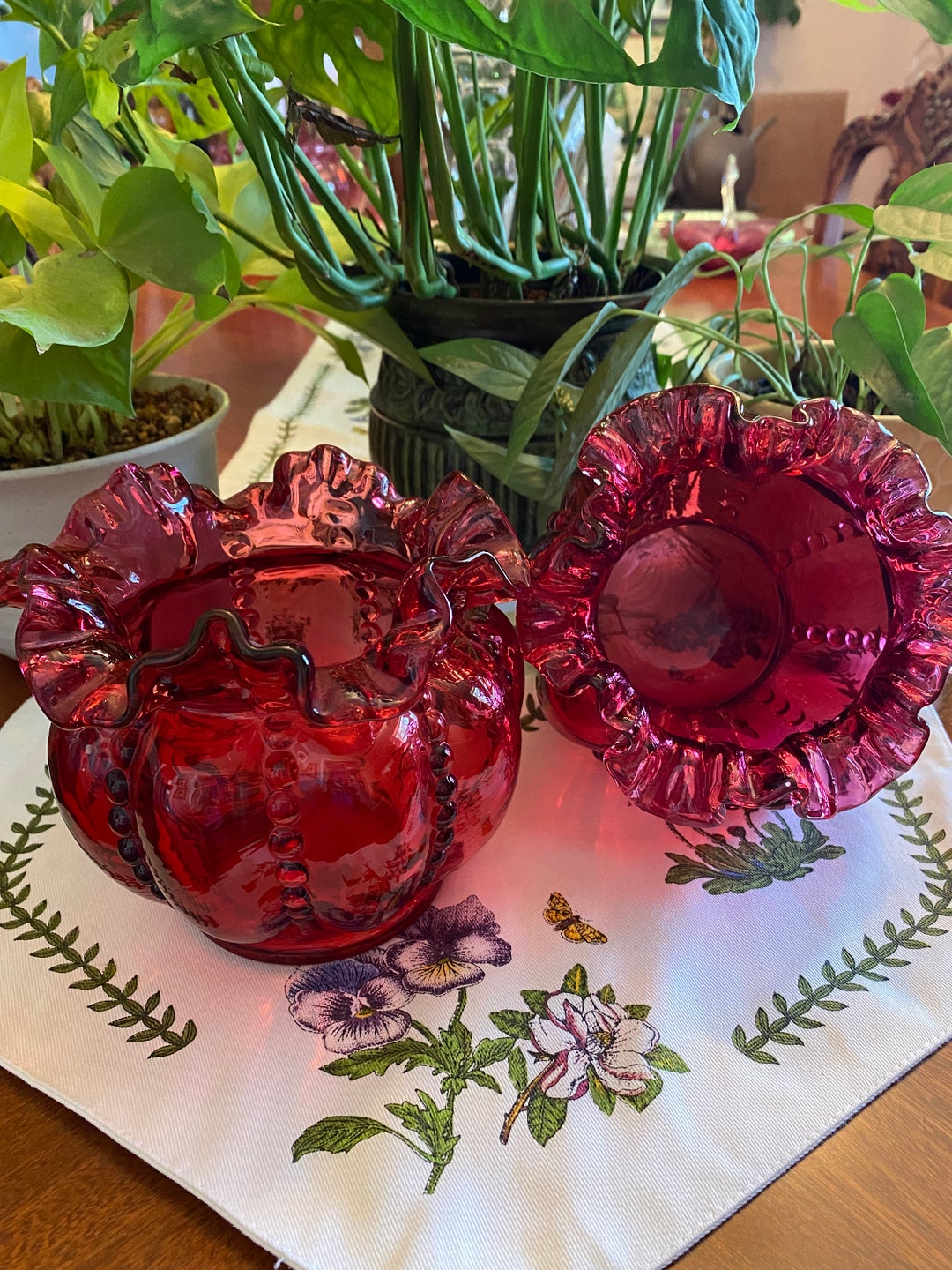 Fenton Hand Blown Glass Vases Circa 1900 RARE Etsy