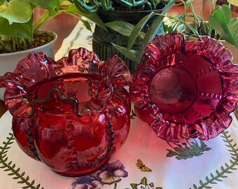Fenton hand blown glass vases circa 1900 RARE