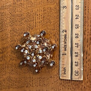 Gorgeous Signed WEISS Clear Amber Marquis Rhinestone and Faceted Crystal Amber Beads Topped with Clear Crystal Rhinestones Brooch image 2