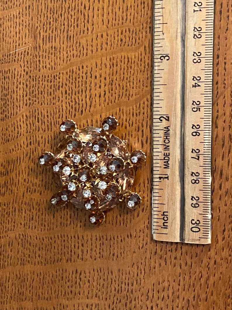 Gorgeous Signed WEISS Clear Amber Marquis Rhinestone and Faceted Crystal Amber Beads Topped with Clear Crystal Rhinestones Brooch image 2