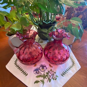 Fenton Coin Dot Cranberry Glass Pitchers