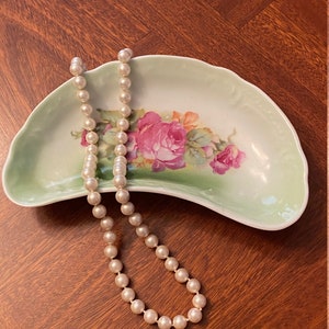 Vintage Bone Trinket Dish Roses