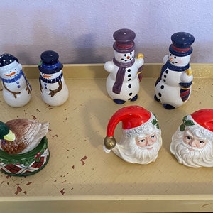 Saleiros e pimenteiros temáticos de inverno - Natal, Boneco de neve, OCI Santa, Noritake
