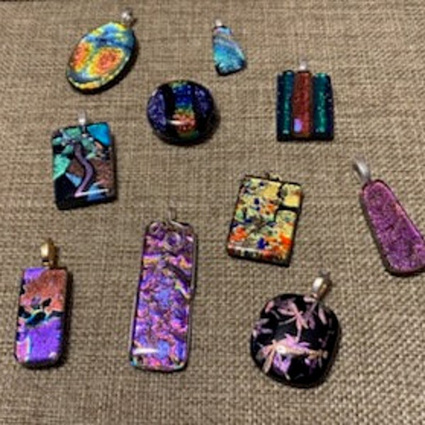 Beautiful Dichroic, Fire Polish and Art Glass Pendants