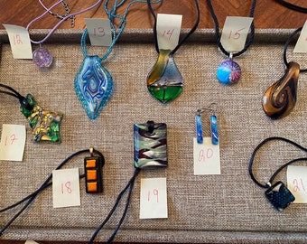 Assorted Glass Pendant Necklaces and Earrings 12-21