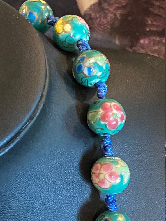 Gorgeous Vintage Asian Cloisonné Necklace - image 3