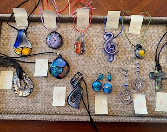 Assorted Glass Pendant Necklaces and Earrings (1-11)