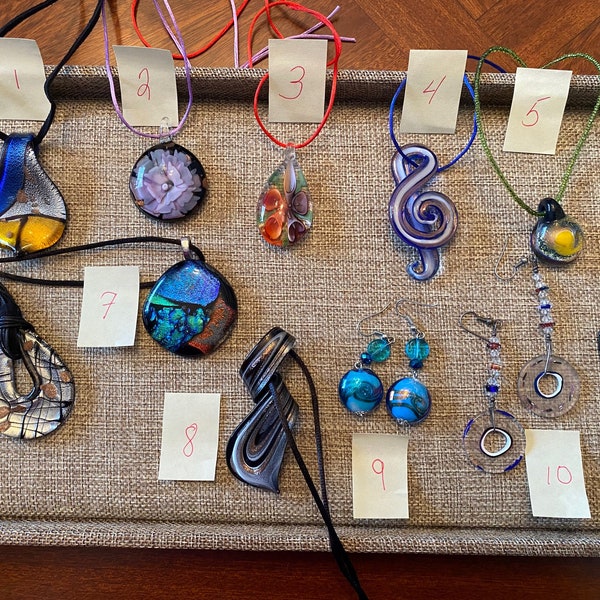 Assorted Glass Pendant Necklaces and Earrings (1-11)