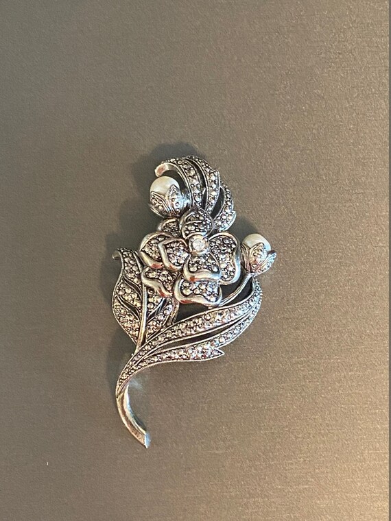 Vintage Kenneth J Lane (KJL) AVON  Marcasite Flor… - image 1