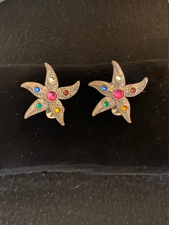 JJ Jonette Jewelry Silver Tone Starfish Earrings w