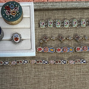 Antique and Vintage Italian Millefiori Micromosaic Bracelets, Pill Boxes and Adjustable Rings