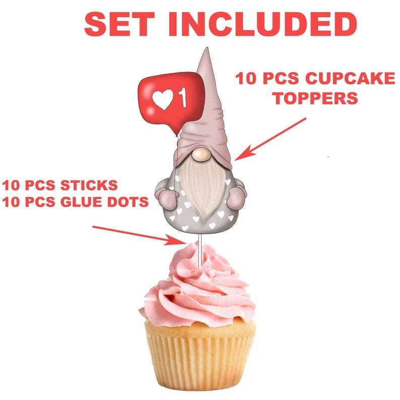 Birthday Gnomes Cupcake Toppers Gnome Party Decoration Etsy