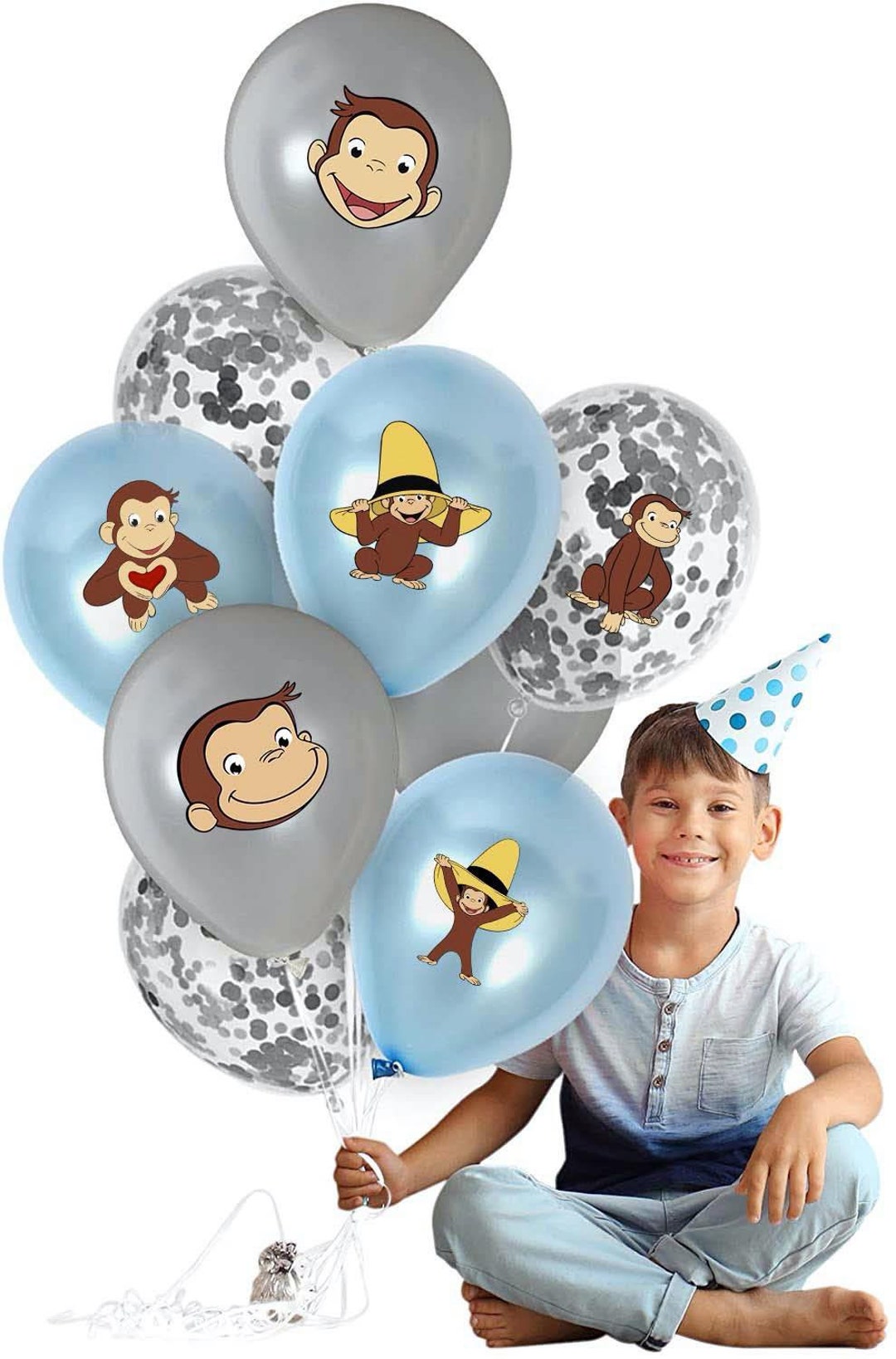 8 Pcs Curious-george Balloon Stickers for Birthday Decorations for ...