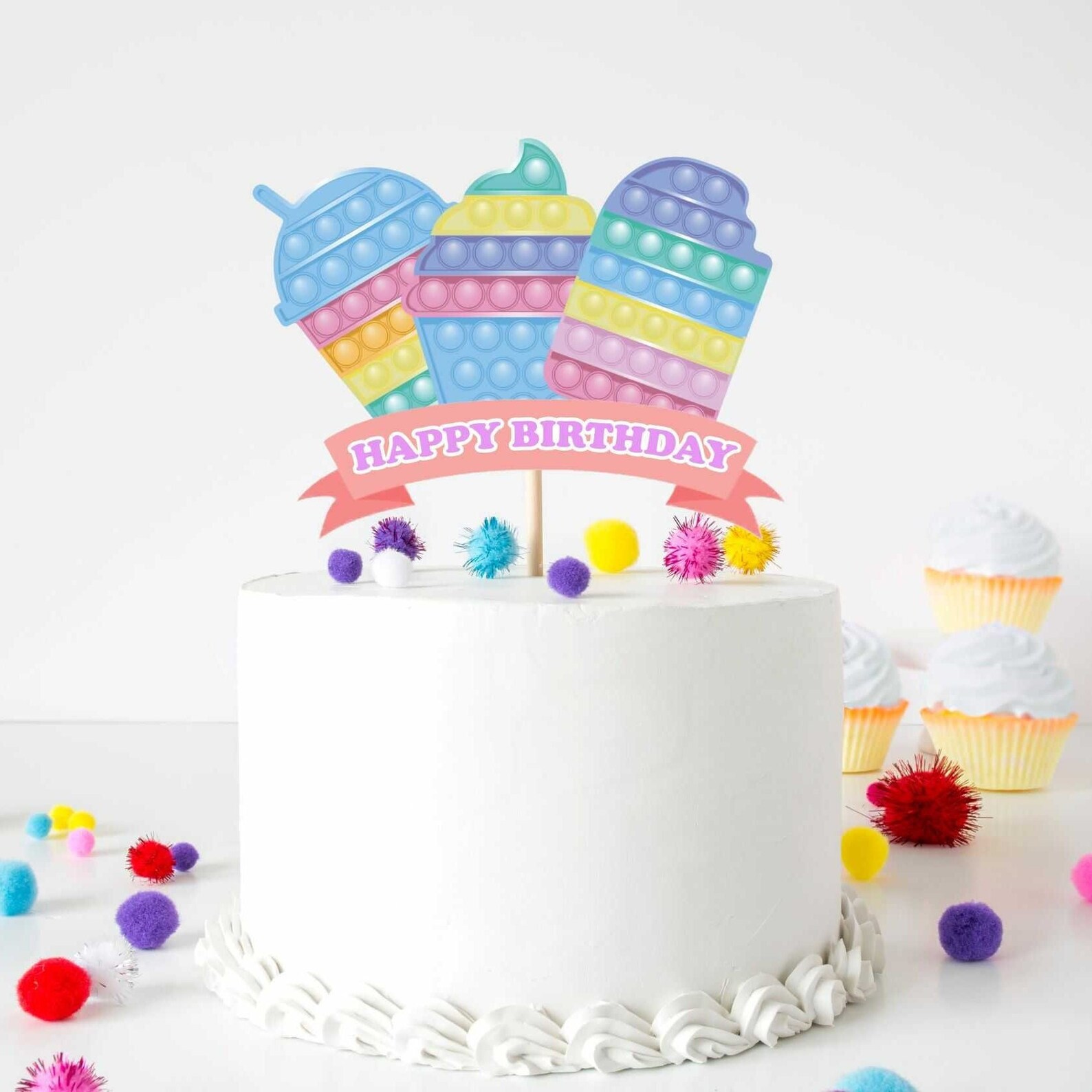 Popit Cake Topper Popit's Birthday Poppit Party Etsy
