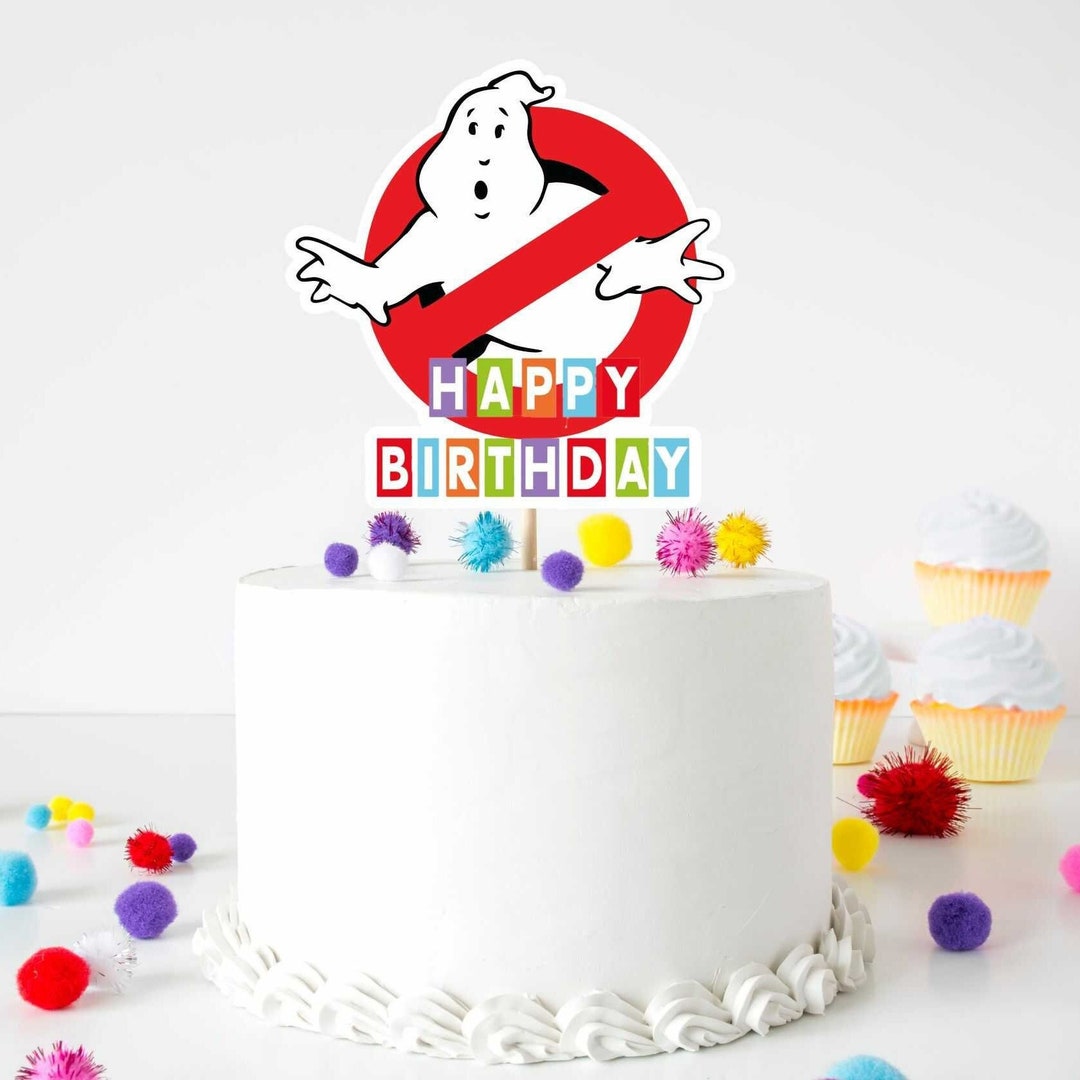 GHOSTBUSTERS CAKE TOPPER Party Supplies . Happy Birthday Ghost Etsy