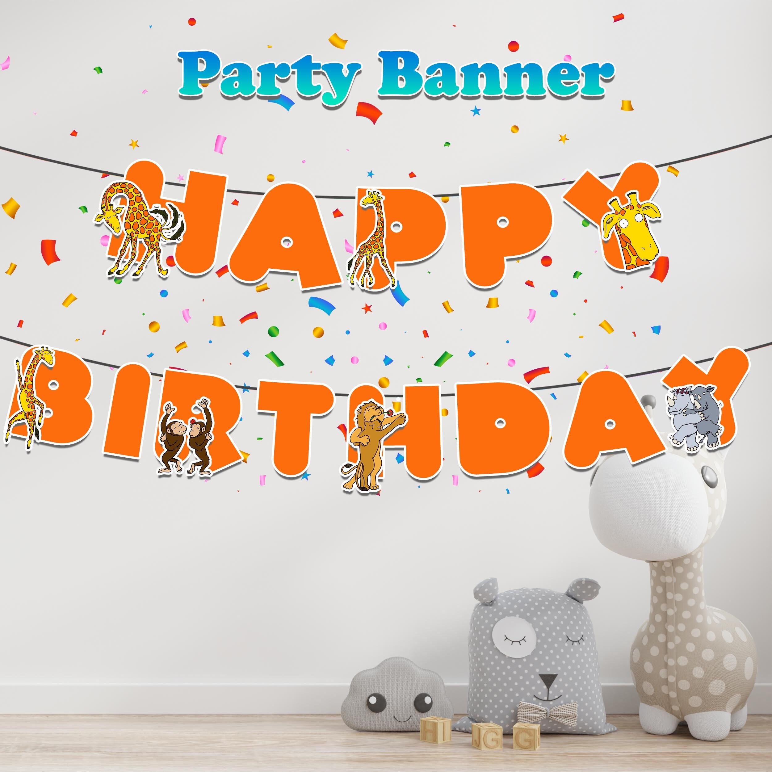 Cartoon Giraffes Birthday Banner Animals Can't Dance Party - Etsy Norway Cartoon Giraffes Birthday Banner Animals Can't Dance Party - Etsy Norway