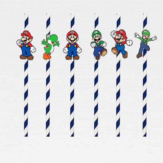 10 pcs Super-Mario Straws | Super-Mario Straws| Super-Mario Birthday  Decorations party supplies