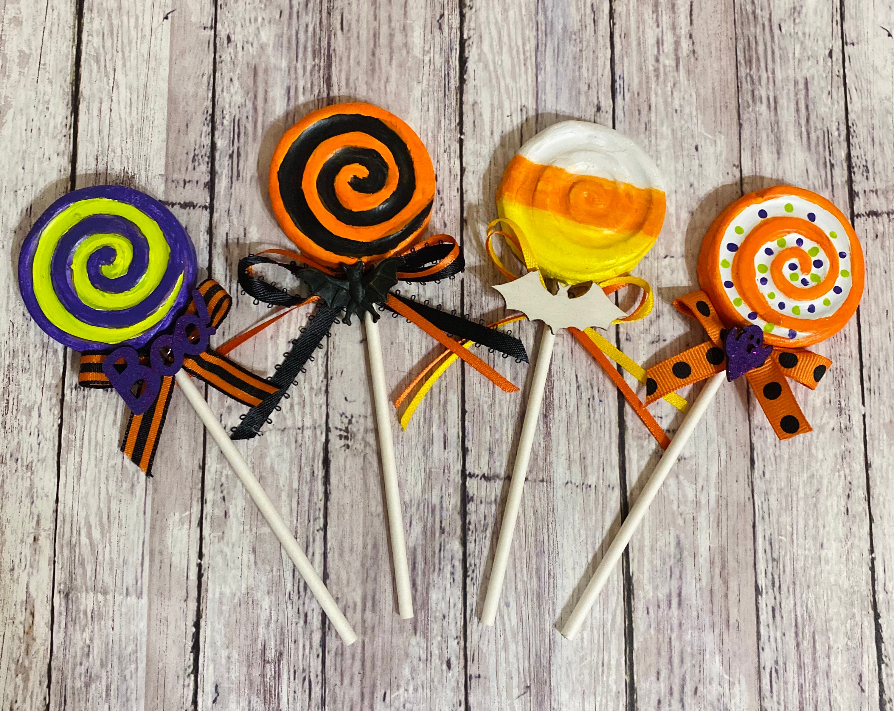 Faux Clay Halloween Lollipops Clay Lollipops Tiered Tray - Etsy