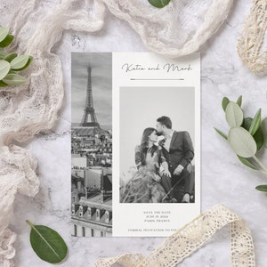 Black & White Save The Date Wedding Invitation - Modern Wedding Save The Date Template, Customizable Save The Date Template | Canva Template