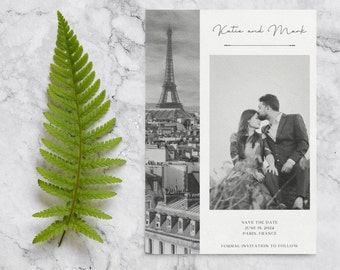 Black & White Save The Date Wedding Invitation - Modern Wedding Save The Date Template, Customizable Save The Date Template | Canva Template