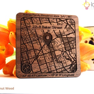 Walnut wood map coaster