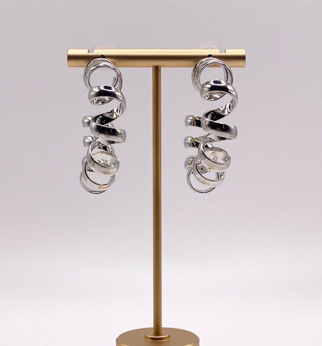 Silver Spiral Hoop Earrings Etsy