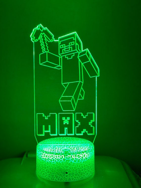 Minecraft Logo Light - Minecraft Lamp, Gaming Room Decor, and Bedroom Night  Light - Minecraft Desk Accessories and Gifts for Fans - 2 Light Modes