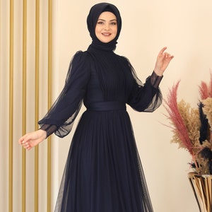 Mujer musulmana Abaya Hijab Vestido Mangas anchas Blanco Recorte Ropa  islámica Dubai Turco Trajes modestos Túnica casual Ramadán Eid