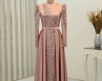 Exclusive Satin / Wedding Dress / Prom Dress / Islamic Cloth / Hijab/ Evening Dress / Modest / Woman Dress / Abaya Maxi Dress / Long Dress