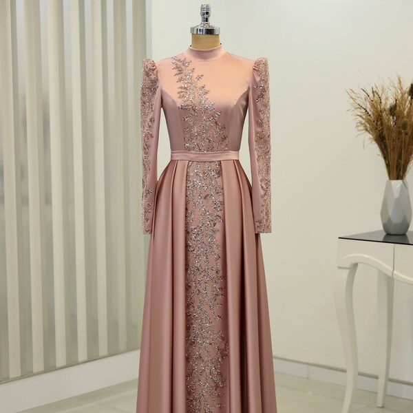 Exclusive Satin / Wedding Dress / Prom Dress / Islamic Cloth / Hijab/ Evening Dress / Modest / Woman Dress / Abaya Maxi Dress / Long Dress