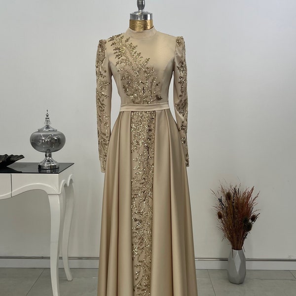 Exclusive Satin / Wedding Dress / Prom Dress / Islamic Cloth / Hijab/ Evening Dress / Modest / Woman Dress / Abaya Maxi Dress / Long Dress