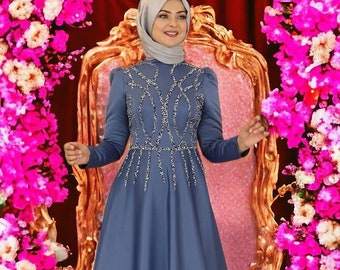 Wedding Dress / Islamic Cloth / Hijab Dress / Caftan For Women /  Satin Fabric / Abaya For Muslim / Muslim Summer Dress / Dubai / Plus Size