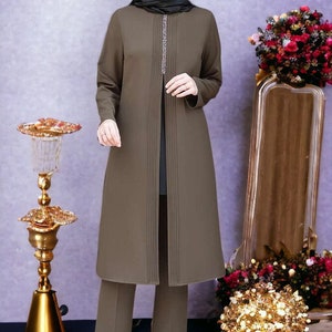 Islamic New Clothing / Suit For Muslim / Hijab / Gift For Women / Summer Dress / Women Dress / Modest / Maxi / Casual Dress / Suit For Women Khaki