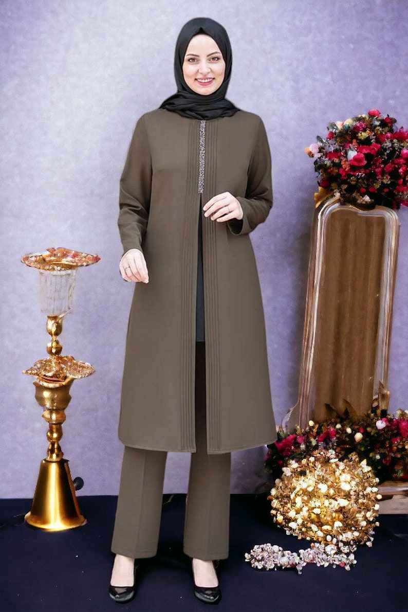 Islamic New Clothing / Suit For Muslim / Hijab / Gift For Women / Summer Dress / Women Dress / Modest / Maxi / Casual Dress / Suit For Women Khaki