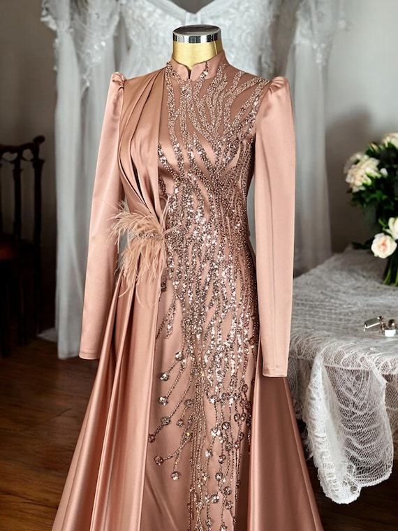 Wedding Dress Islamic Clothing Hijab Satin Evening Dress Stylish Abaya for Muslim Summer Dress Prom Dress Dubai Party Wear Etsy Canada