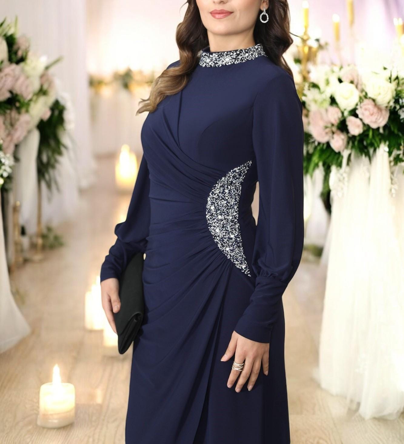 Long Sleeve Evening Gown Plus Size Etsy UK