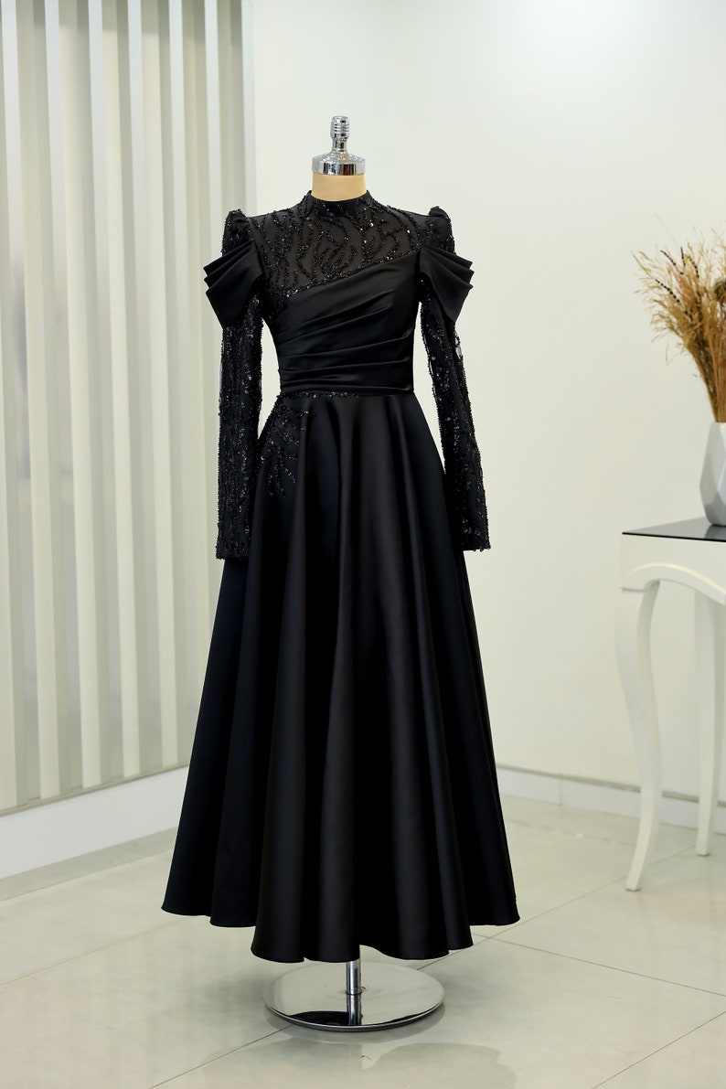 Wedding Dress / Islamic Clothing / Hijab Satin Evening Dress / Stylish / Abaya For Muslim / Summer Dress / Best Clothing / Dubai / Elegant Black